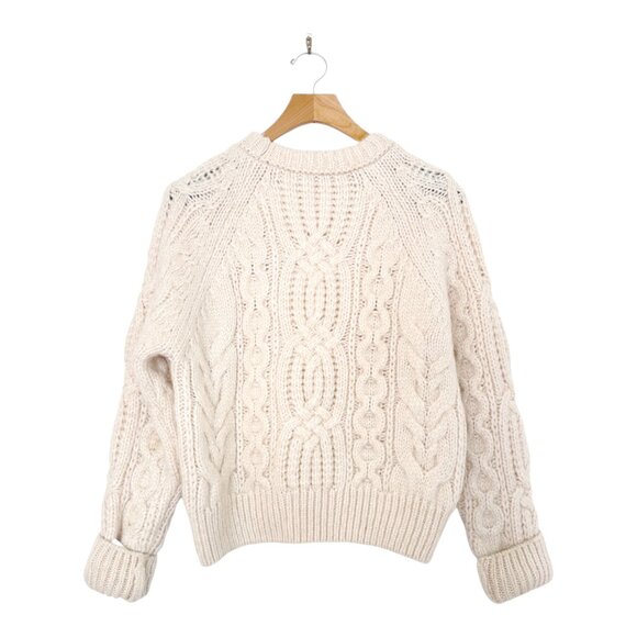 Zara Wool Blend Cable knit Crewneck Sweater Size M - Picture 7 of 7